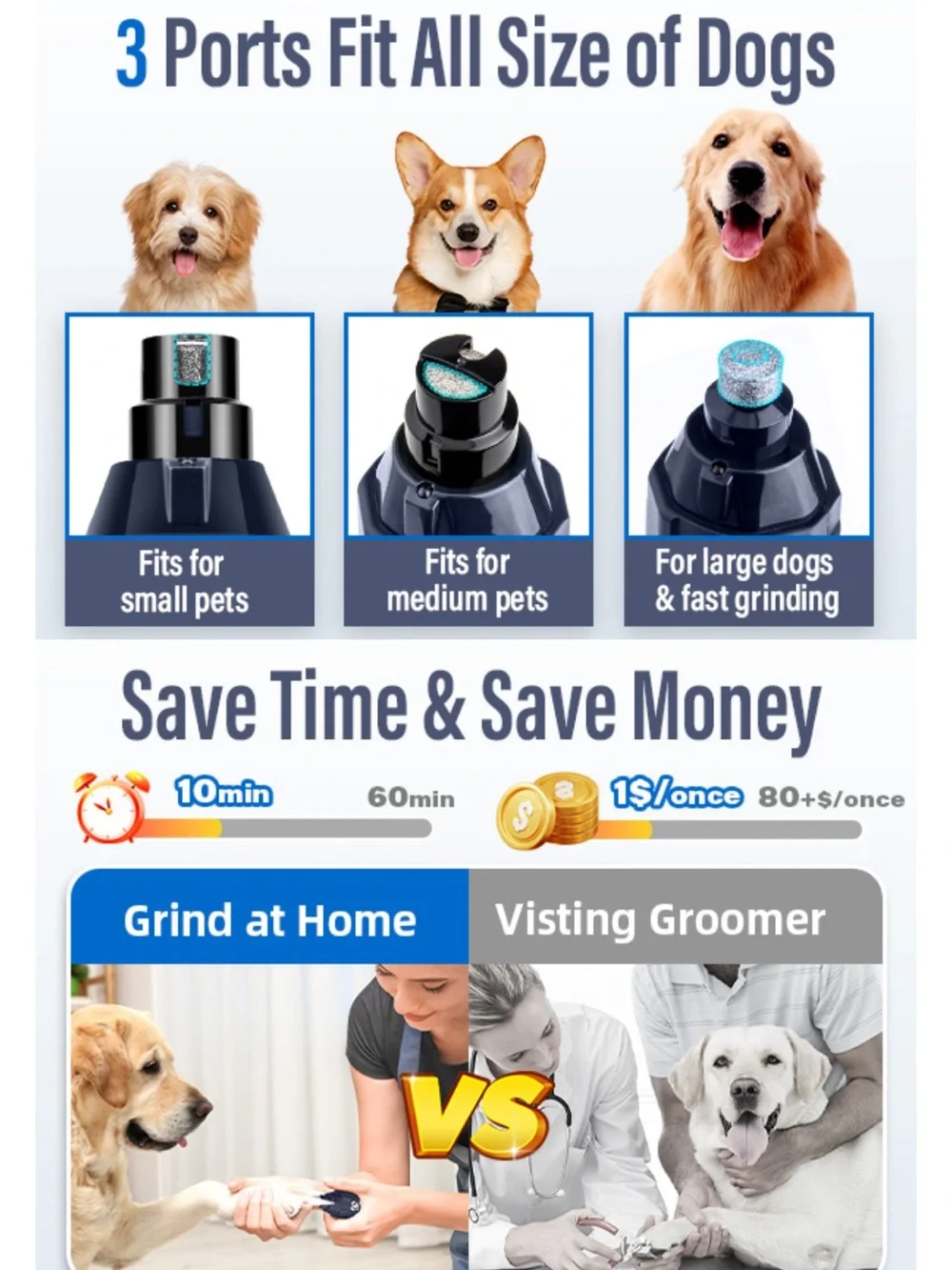 6-Speed Dog Nail Grinder- Rechargeable Electric Dog Nail Trimmer